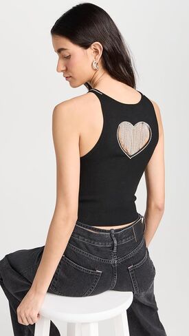 alice + olivia Women's Val Crystal Fringe Cutout Tank in Saudi Arabia