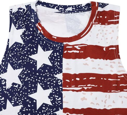 Women American Flag Tank Tops 4th of July USA Flag Loose Camisole Tunic Stars and Stripes T-Shirt in Saudi Arabia