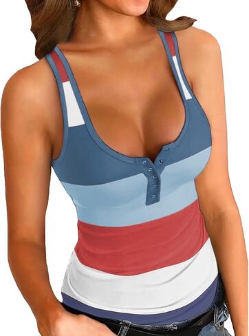 Womens Rib Knit Button Tank Tops Summer Sleeveless Casual Fashion Basic Solid Shirts in Saudi Arabia