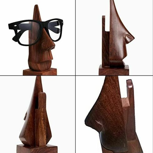 حامل النظارات الخشبي المصنوع يدويًا من AnNafi® | حامل عرض النظارات على شكل الأنف | حامل نظارات شمسية من المواصفات | حامل نظارات مصنوع يدويًا من الخشب | حامل عرض على شكل وجه in Kuwait