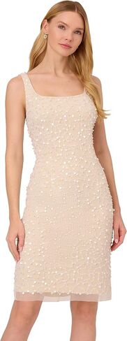 Adrianna Papell Women's Beaded Square Neck Short Dress in Saudi Arabia