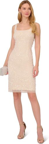 Adrianna Papell Women's Beaded Square Neck Short Dress in Saudi Arabia
