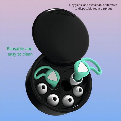 سدادات الأذن - فائقة النعومة، نوم قابل للتخصيص، السفر، الحساسية، حماية من الضوضاء، لعزل إلغاء الصوت، تقليل يصل إلى -30 ديسيبل، NRR 15، قابلة لإعادة الاستخدام ومستدامة (أخضر) in Kuwait