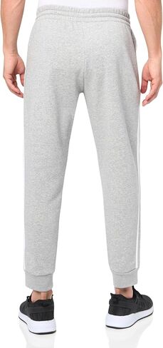 adidas Men's Essentials Fleece 3-Stripes Tapered Cuff Pants, Medium Grey Heather in Saudi Arabia