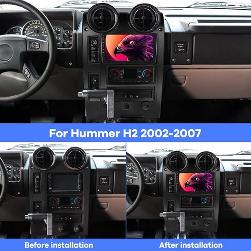 راديو سيارة 2 جيجابايت + 64 جيجابايت لسيارة Hummer H2 2002 2003 2004 2005 2006 2007، Android 13 شاشة لمس Hummer H2 ستيريو، Carplay/Android Auto/Wi-Fi/Bluetooth/1080P+AHD كاميرا احتياطية in Saudi Arabia