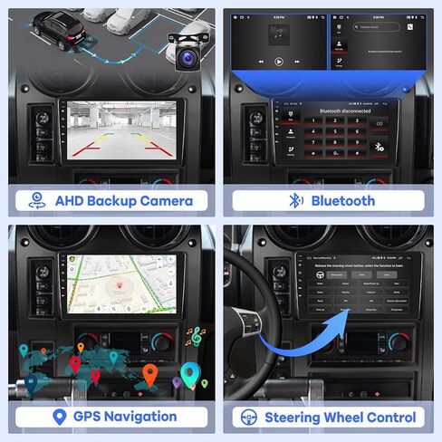 راديو سيارة 2 جيجابايت + 64 جيجابايت لسيارة Hummer H2 2002 2003 2004 2005 2006 2007، Android 13 شاشة لمس Hummer H2 ستيريو، Carplay/Android Auto/Wi-Fi/Bluetooth/1080P+AHD كاميرا احتياطية in Saudi Arabia