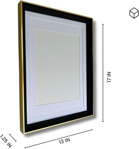 إطار صورة مقاس 12 × 16، مع حصيرة مقاس 11 × 14 و8.5 × 11 أو 12 × 16 بدون حصيرة، إطارات صور معرض الحائط، لون ذهبي وأسود فاخر in Kuwait