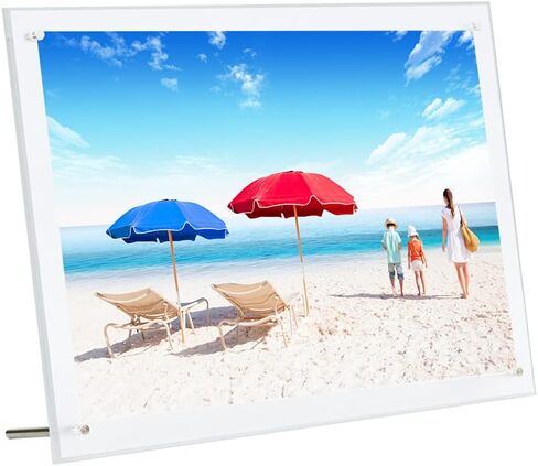 NC Clear Acrylic Picture Frame, Beveled Frameless Plexiglass, Photo with Standoff Photo Frame, Desktop Frameless Display Self Standing for Document Certificate Artwork (8x10) in Saudi Arabia