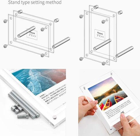 NC Clear Acrylic Picture Frame, Beveled Frameless Plexiglass, Photo with Standoff Photo Frame, Desktop Frameless Display Self Standing for Document Certificate Artwork (8x10) in Saudi Arabia