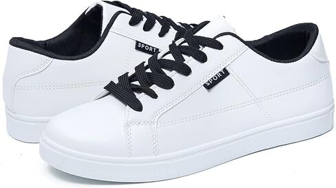 Classic Walking Shoes Lightweight Comfort Lace up Fashion Sneakers Faux Leather White Sneakers for Men,Breathable Fashion Shoes，Mens Sneakers，Everyday Low Top Sneaker for Men - Men's Casual ShoesClassic Walking Shoes Rubber Sole, Durable，Men's Casual Shoe in Saudi Arabia