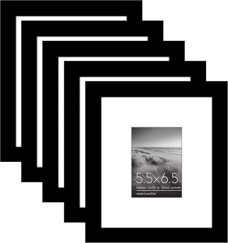 Americanflat 5x6 Picture Frame with Polished Plexiglass - Set of 5 - Use as 2x3 Frame with Mat or 5x6 Frame Without Mat - Galleria Collection - Gallery Frames for Tabletop and Wall Display - Black in Saudi Arabia