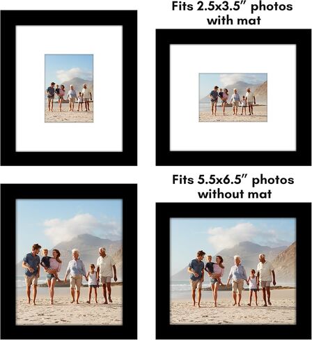 Americanflat 5x6 Picture Frame with Polished Plexiglass - Set of 5 - Use as 2x3 Frame with Mat or 5x6 Frame Without Mat - Galleria Collection - Gallery Frames for Tabletop and Wall Display - Black in Saudi Arabia