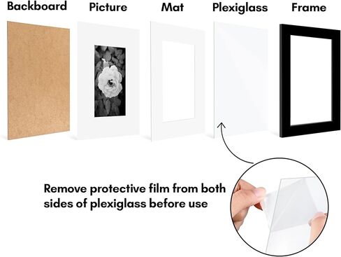 Americanflat 5x6 Picture Frame with Polished Plexiglass - Set of 5 - Use as 2x3 Frame with Mat or 5x6 Frame Without Mat - Galleria Collection - Gallery Frames for Tabletop and Wall Display - Black in Saudi Arabia
