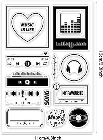 GLOBLELAND Music Player Border Clear Stamps Music Silicone Clear Stamp Seals Transparent Stamps for DIY Scrapbooking Cards Making Photo Album Journal Home Decoration in Saudi Arabia
