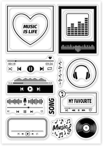 GLOBLELAND Music Player Border Clear Stamps Music Silicone Clear Stamp Seals Transparent Stamps for DIY Scrapbooking Cards Making Photo Album Journal Home Decoration in Saudi Arabia