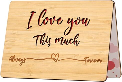 Wood Anniversary Card, Romantic Birthday Card for Husband Wife, I Love You This Much Anniversary Cards for Boyfriend Girlfriend Her Him, Best Wedding Anniversary Card Gifts in Saudi Arabia