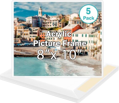 4x6 Inch Acrylic Picture Frames, Clear Photo Frame for Wall with Tape, No Drilling Frameless Picture Frames, Pack of 5 Floating Hanging Picture Frames 4 x 6 for Home, School, Office in Saudi Arabia