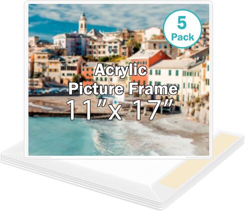 4x6 Inch Acrylic Picture Frames, Clear Photo Frame for Wall with Tape, No Drilling Frameless Picture Frames, Pack of 5 Floating Hanging Picture Frames 4 x 6 for Home, School, Office in Saudi Arabia