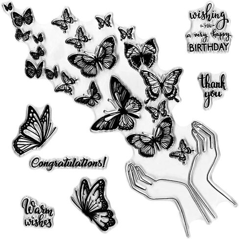 Dragonfly Clear Stamps for Card Making Decoration Scrapbooking Supplies, Flowers Background Clear Stamps Animals Background Transparent Rubber Stamps for Paper Card Photo Album Crafting Supplies in Saudi Arabia
