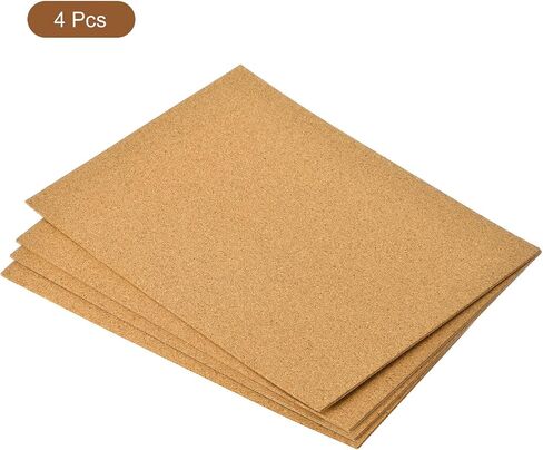 uxcell 4pcs 8.3" x 11.8" Self Adhesive Cork Sheets 1mm Thick A4 Rectangle Cork Table Mat Cup Backing Coaster Cork Board Wall Tiles in Saudi Arabia