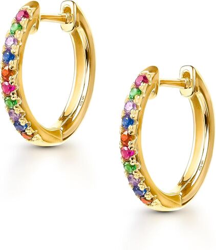 Amberta Lumini Women 925 Sterling Silver Rainbow Hoop Earrings in Saudi Arabia