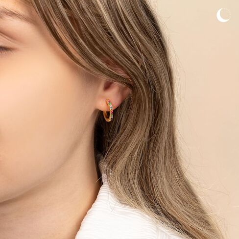 Amberta Lumini Women 925 Sterling Silver Rainbow Hoop Earrings in Saudi Arabia