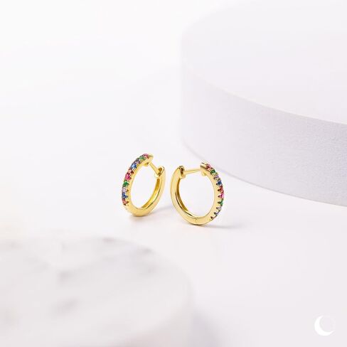 Amberta Lumini Women 925 Sterling Silver Rainbow Hoop Earrings in Saudi Arabia