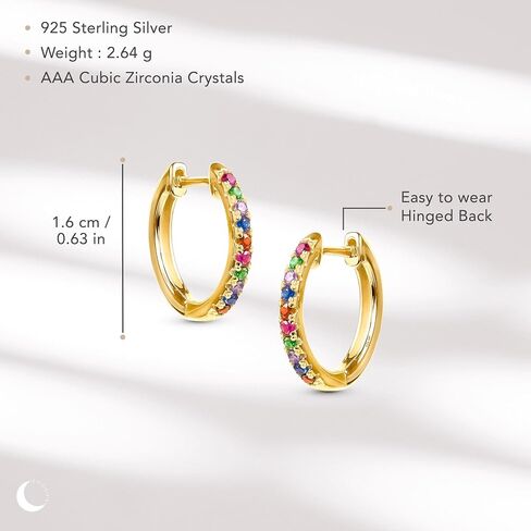 Amberta Lumini Women 925 Sterling Silver Rainbow Hoop Earrings in Saudi Arabia