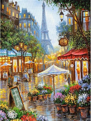 Zimal New!3D DIY Full Diamond Painting Embroidery Street of Paris Rhinestone Picture Diamond Swan Love Gift Craft 11.8 X 15.8 Inch in Kuwait