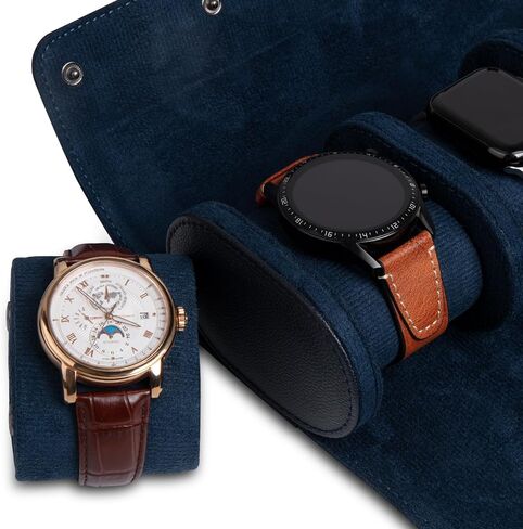 1 Slots Cylindrical Watch Case, Watch Roll Travel Case Vintage Watch Box for Men and Women - Black Upgrade Version in Saudi Arabia