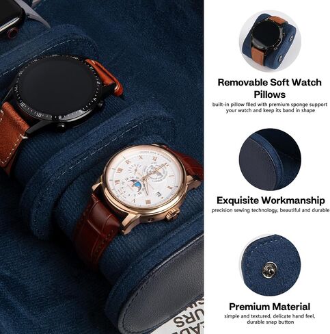 1 Slots Cylindrical Watch Case, Watch Roll Travel Case Vintage Watch Box for Men and Women - Black Upgrade Version in Saudi Arabia