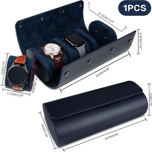 1 Slots Cylindrical Watch Case, Watch Roll Travel Case Vintage Watch Box for Men and Women - Black Upgrade Version in Saudi Arabia