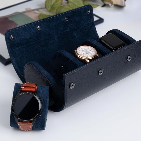 1 Slots Cylindrical Watch Case, Watch Roll Travel Case Vintage Watch Box for Men and Women - Black Upgrade Version in Saudi Arabia