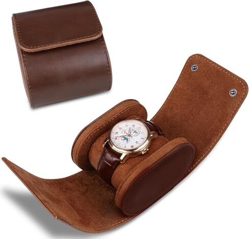 1 Slots Cylindrical Watch Case, Watch Roll Travel Case Vintage Watch Box for Men and Women - Black Upgrade Version in Saudi Arabia