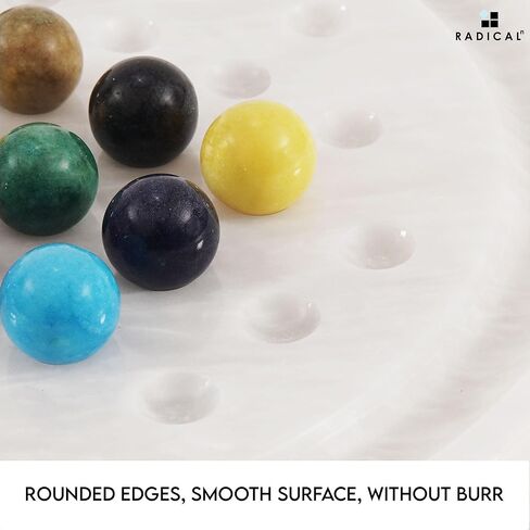 ألعاب لوحية مستديرة مصنوعة يدويًا من راديكالن ماربل سوليتير أبيض مقاس 25.4 سم، ديكور المنزل والمكتب مع 42 كرة رخامية - 2 لاعبين ألعاب ذهنية وألعاب ممتعة للبالغين in Kuwait