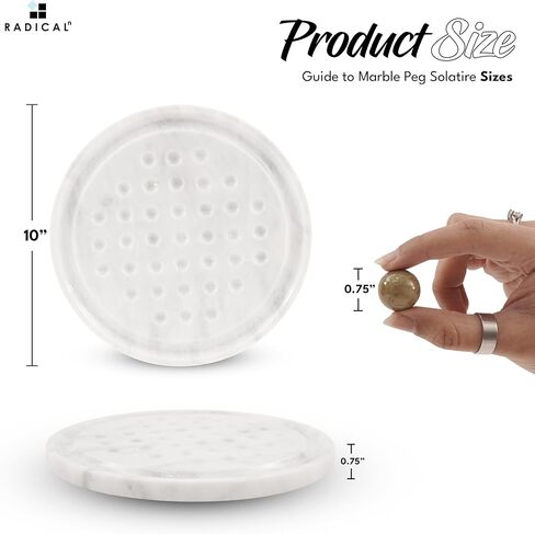 ألعاب لوحية مستديرة مصنوعة يدويًا من راديكالن ماربل سوليتير أبيض مقاس 25.4 سم، ديكور المنزل والمكتب مع 42 كرة رخامية - 2 لاعبين ألعاب ذهنية وألعاب ممتعة للبالغين in Kuwait