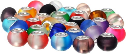 RUBYCA 30 Pcs Bulk Abstract Murano Glass Beads Fit European Charm Bracelet for DIY Jewelry Making in Saudi Arabia