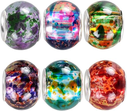 RUBYCA 30 Pcs Bulk Abstract Murano Glass Beads Fit European Charm Bracelet for DIY Jewelry Making in Saudi Arabia