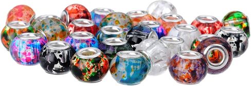 RUBYCA 30 Pcs Bulk Abstract Murano Glass Beads Fit European Charm Bracelet for DIY Jewelry Making in Saudi Arabia