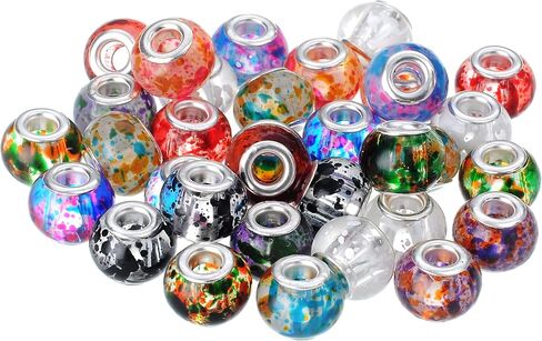 RUBYCA 30 Pcs Bulk Abstract Murano Glass Beads Fit European Charm Bracelet for DIY Jewelry Making in Saudi Arabia