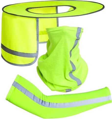 3 Pcs Hard Hat Sun Shade Full Brim Mesh Neck Sun Shield Bandana Face Scarf UV Sun Protection Arm Sleeves with Reflective Strap, Sun Visor Neck Shade for Hard Hat Accessories in Saudi Arabia