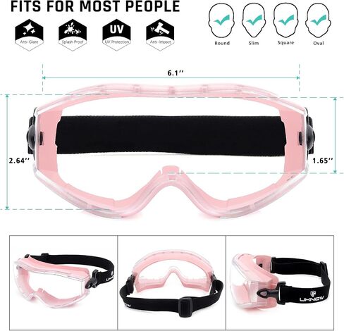 UKNOW Safety Goggles Over Glasses - Anti-Fog Clear Lens - ANSI Z87.1 Certified Eye Protection for Lab Work, Industrial Use in Saudi Arabia
