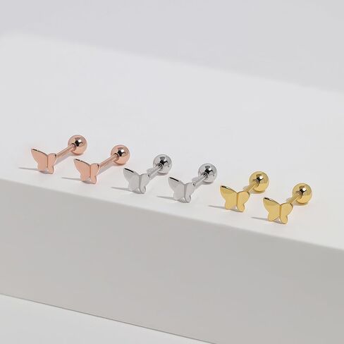 Meissa Ball Screw Back Earrings for Kids Teen Girls Daughter Butterfly Sleep Earrings Hypoallergenic Studs Pure Silver Ball Back Studs (Gold) in Saudi Arabia