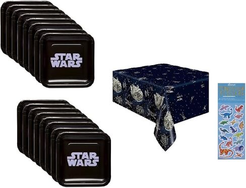 تتضمن حزمة لوازم حفلات أعياد الميلاد الكلاسيكية من Star Wars 16 طبقًا ورقيًا، وغطاء طاولة بلاستيكي واحد، و1 ورقة ملصقات ديناصور (حزمة من 16 قطعة) in Saudi Arabia
