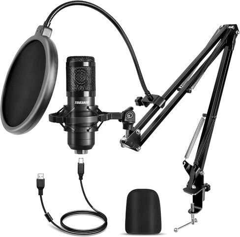 USB Microphone Streaming Microphone for Recording Microphone for PC 192khz/24bit Studio Cardioid Condenser Mic Kit Gaming Mics Studio Microphone for Singing, Podcast Equipment Bundle with Mic Boom Arm in Saudi Arabia