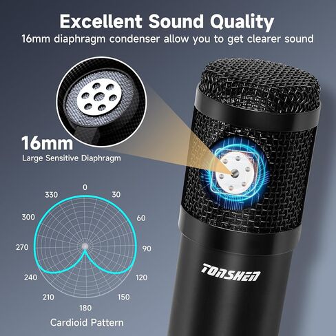 USB Microphone Streaming Microphone for Recording Microphone for PC 192khz/24bit Studio Cardioid Condenser Mic Kit Gaming Mics Studio Microphone for Singing, Podcast Equipment Bundle with Mic Boom Arm in Saudi Arabia
