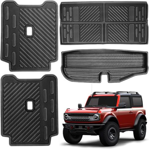 LEPZ 4 PCS Cargo Mat Rear Seat Back Cover Protector for 2021 2022 2023+ Ford Bronco 2-Door,All-Weather Waterproof Trunk Mat for Bronco Accessories(Trunk Mat+Backrest Mats+Lower Trunk Mat) in Saudi Arabia