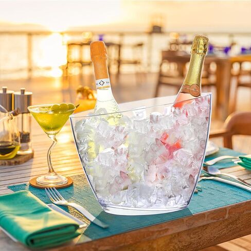 2 قطعة دلو ثلج للحفلات الشمبانيا مشروبات النبيذ دلو للكوكتيل ميموزا بار البلاستيك حوض البيرة الأكريليك مع المجارف (4.5 لتر) in Kuwait