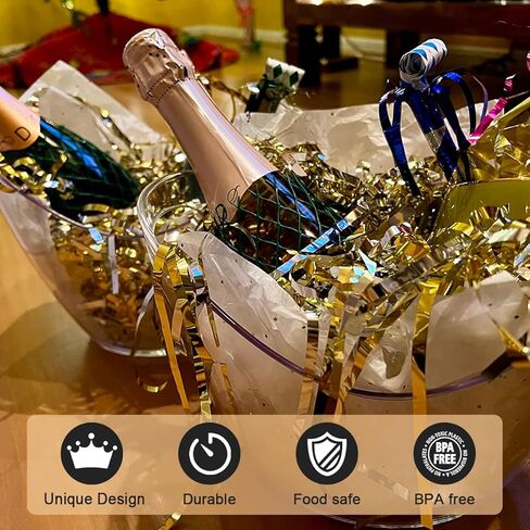 2 قطعة دلو ثلج للحفلات الشمبانيا مشروبات النبيذ دلو للكوكتيل ميموزا بار البلاستيك حوض البيرة الأكريليك مع المجارف (4.5 لتر) in Kuwait