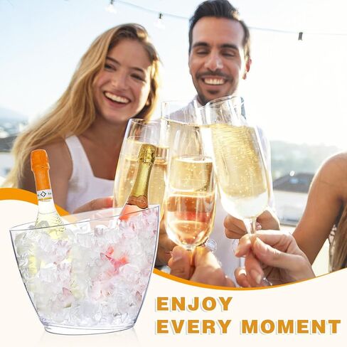 2 قطعة دلو ثلج للحفلات الشمبانيا مشروبات النبيذ دلو للكوكتيل ميموزا بار البلاستيك حوض البيرة الأكريليك مع المجارف (4.5 لتر) in Kuwait